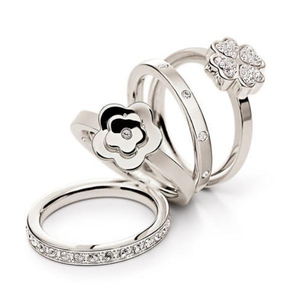 WINTER WONDERS系列银色水晶石戒指 （4只套装）