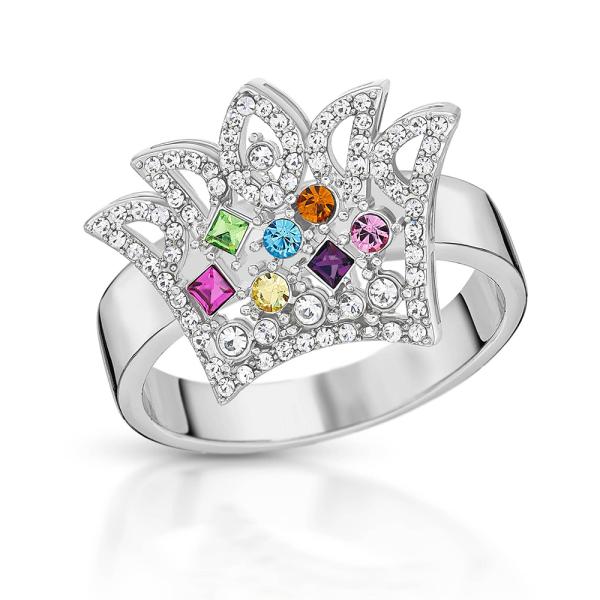七彩皇冠方晶锆石戒指