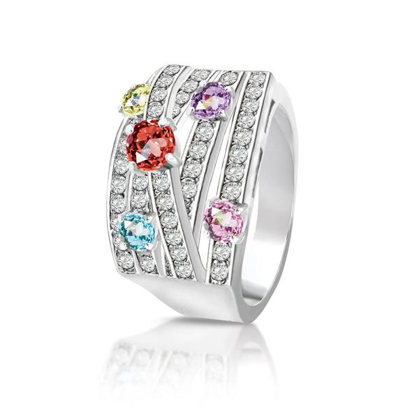 七彩方晶锆石戒指