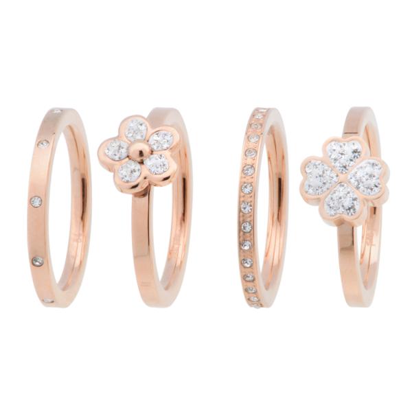 WINTER WONDERS系列玫瑰金色水晶石戒指 （4只套装）