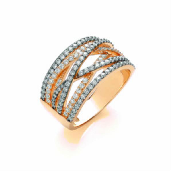 BOUTON  TWO TONE SPARKLE WRAP RING (M) BR087M