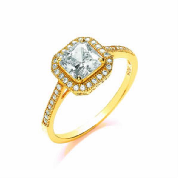 BOUTON  DELICATE SQUARE RING - GOLD PLATE (M) BR090M