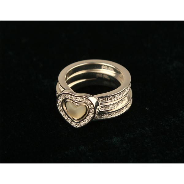 PLAYFUL HEARTS系列银色水晶石贝母戒指 （3只套装）