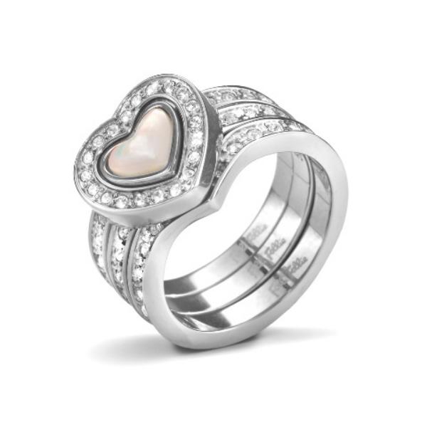 PLAYFUL HEARTS系列银色水晶石贝母戒指 （3只套装）