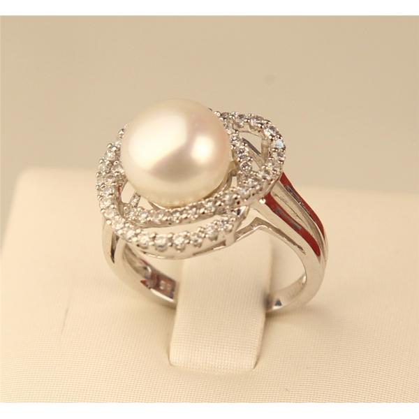 925银白珍珠戒指