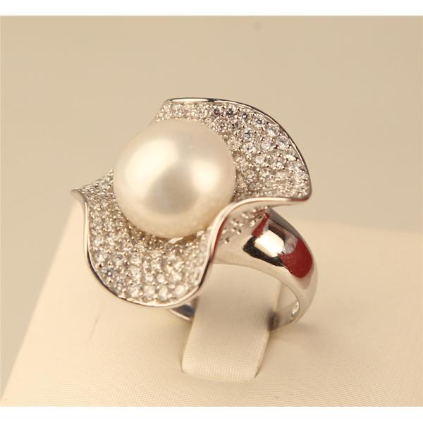 925银白珍珠戒指