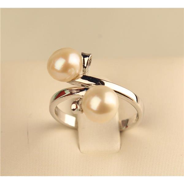 925银白珍珠戒指