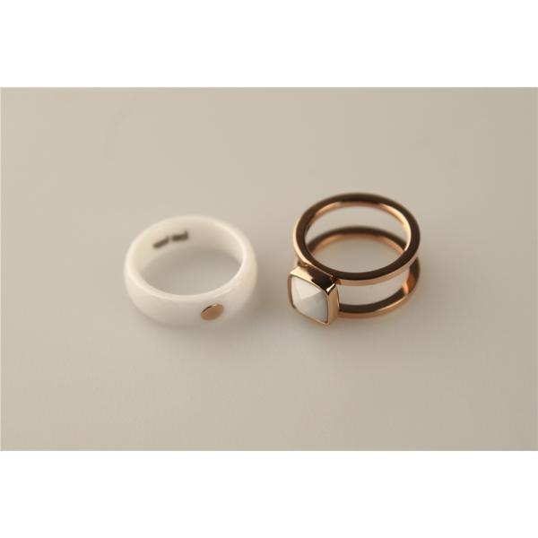 ELEMENTS III系列玫瑰金白色晶石戒指 （2只套装）