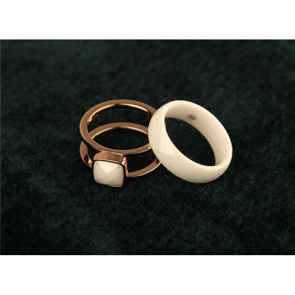 ELEMENTS III系列玫瑰金白色晶石戒指 （2只套装）