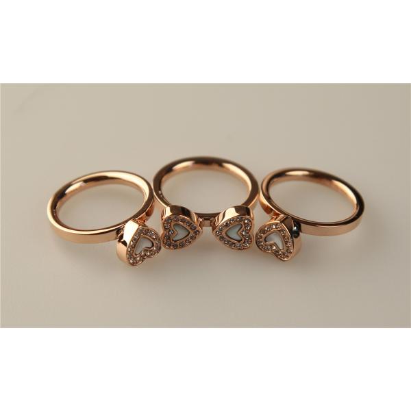 HEART 4 HEART系列玫瑰金色水晶石贝母戒指 （3只套装）
