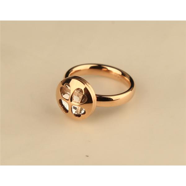 FOLLI FOLLIE  ROSE GOLD IP PLATED RING WITH CLEAR CRYSTAL STONE