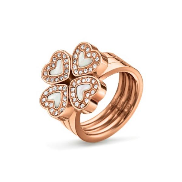 HEART 4 HEART系列玫瑰金色水晶石贝母戒指 （3只套装）