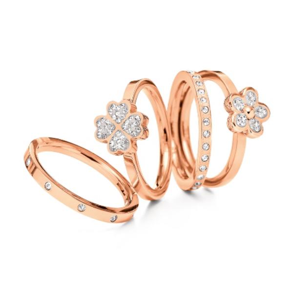 WINTER WONDERS系列玫瑰金色水晶石戒指 （4只套装）