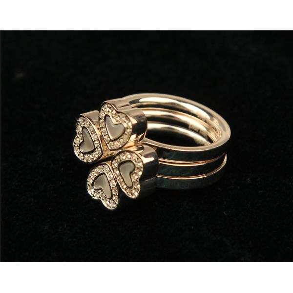 HEART 4 HEART系列银色水晶石贝母戒指 （3只套装）