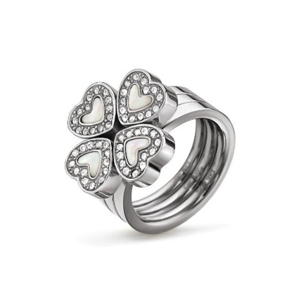 HEART 4 HEART系列银色水晶石贝母戒指 （3只套装）