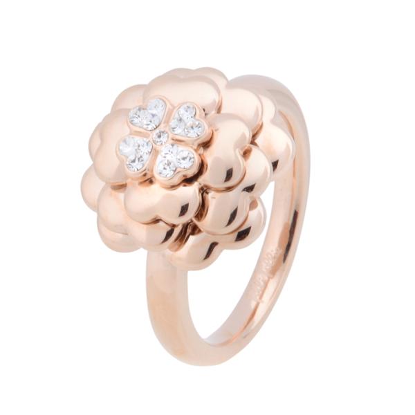 SANTORINI FLOWER系列玫瑰金色水晶石戒指