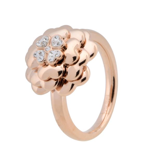 SANTORINI FLOWER系列玫瑰金色水晶石戒指