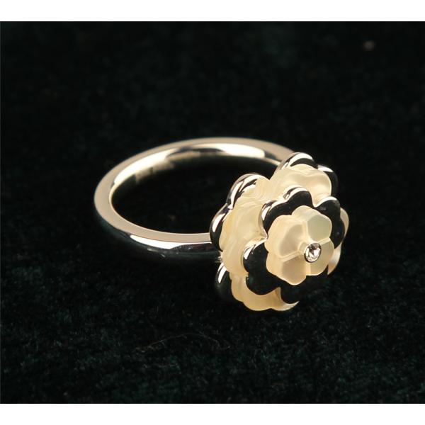 SANTORINI FLOWER系列玫瑰金色贝母戒指