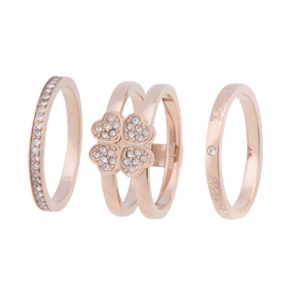 ETERNAL HEART系列玫瑰金色水晶石戒指 （3只套装）