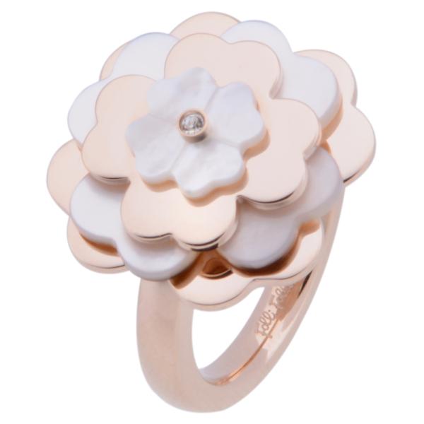 SANTORINI FLOWER系列玫瑰金色贝母戒指