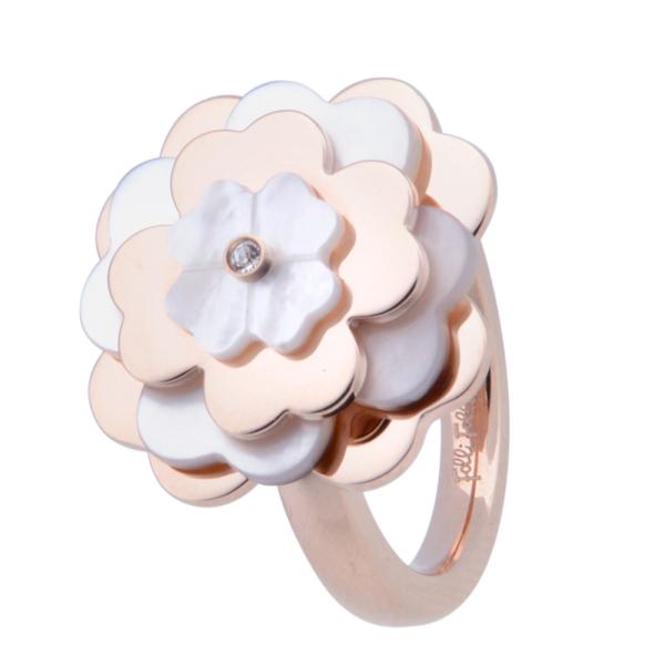 SANTORINI FLOWER系列玫瑰金色贝母戒指