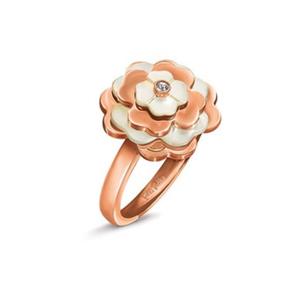 SANTORINI FLOWER系列玫瑰金色贝母戒指