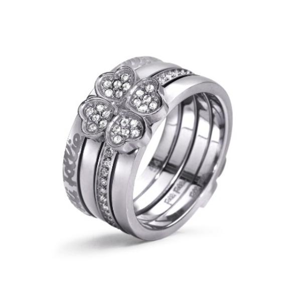 ETERNAL HEART系列银色水晶石戒指 （3只套装）