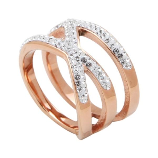 DAZZLING系列玫瑰金色水晶石戒指