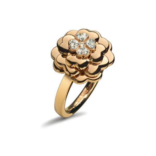 SANTORINI FLOWER系列玫瑰金色水晶石戒指