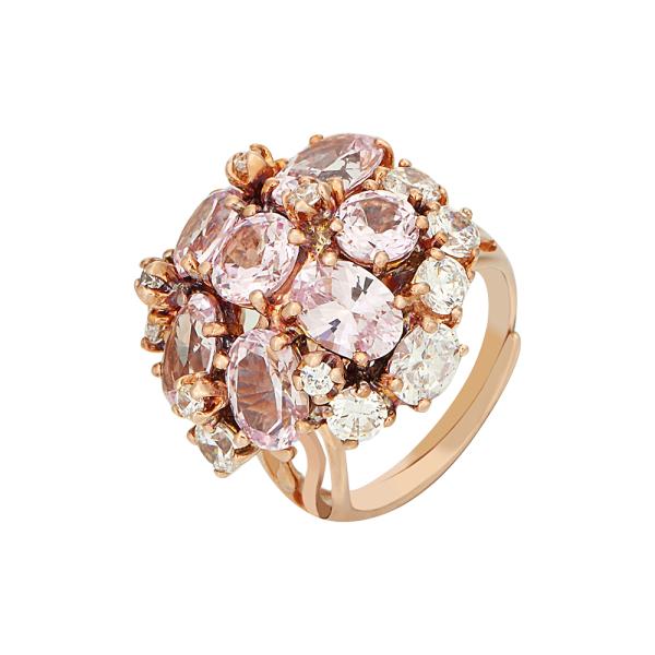 艾爾蒂純銀鍍銠戒指(白色,淺粉紅晶鑽)