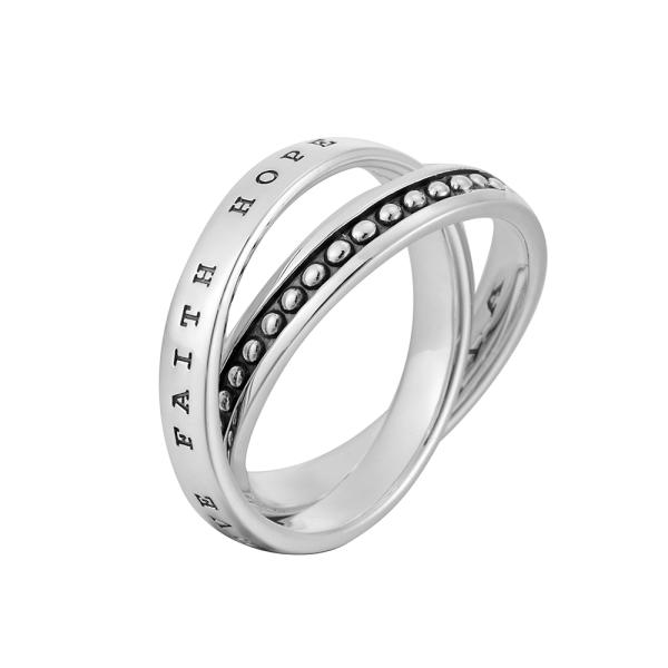 托马斯萨博Rebel at heart系列爱信念希望银色镀黑女士戒指（62号）