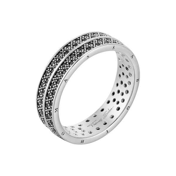 托马斯萨博Sterling Silver系列黑色折线女士戒指（62）