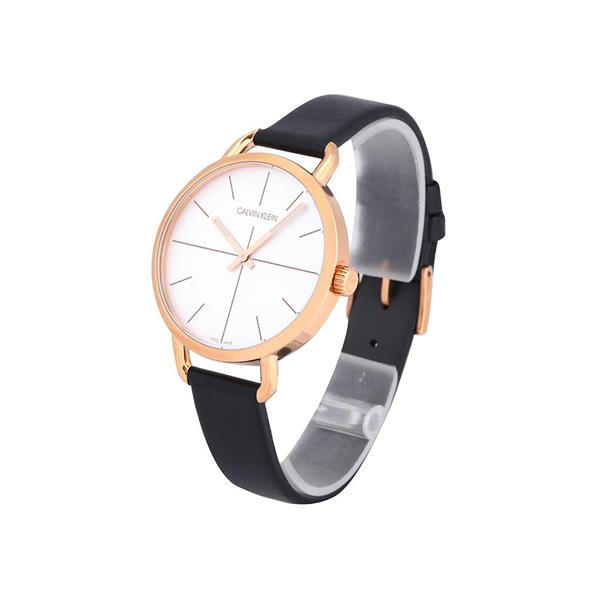Calvin Klein Watch LADY PVD EVEN PO LY PVD5N BLK LEA SIL DIAL