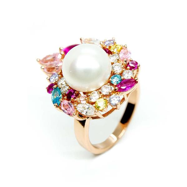 925银白珍珠戒指