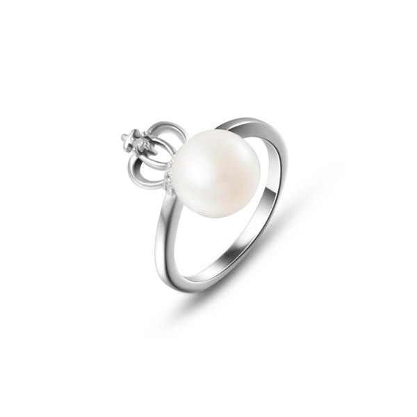 925银白珍珠戒指