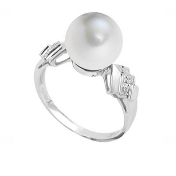 18K白金白珍珠戒指