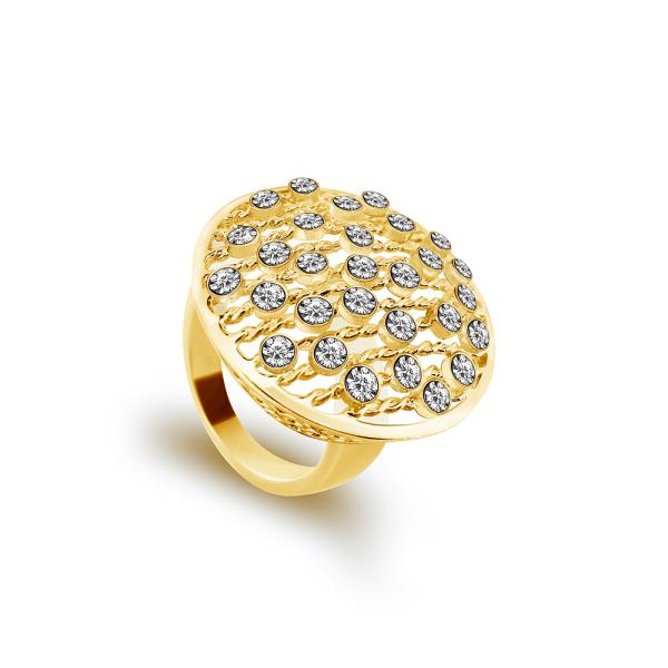 金色满天星水晶钻戒指