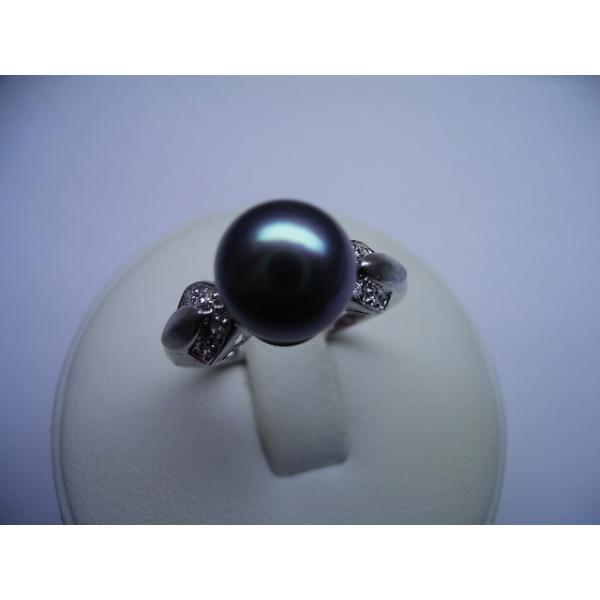 18K白金黑珍珠戒指